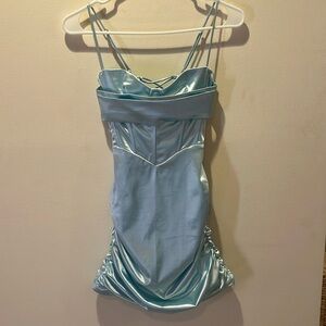 Lucy In The Sky tealish/blue corset dress size small